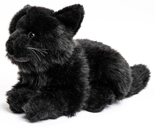 Gatto sdraiato (nero), 20 cm (lunghezza), peluche e peluche