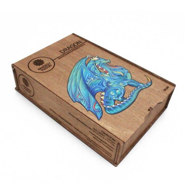 Puzzle in legno con drago, taglia M, 150 pezzi, puzzle fantasy
