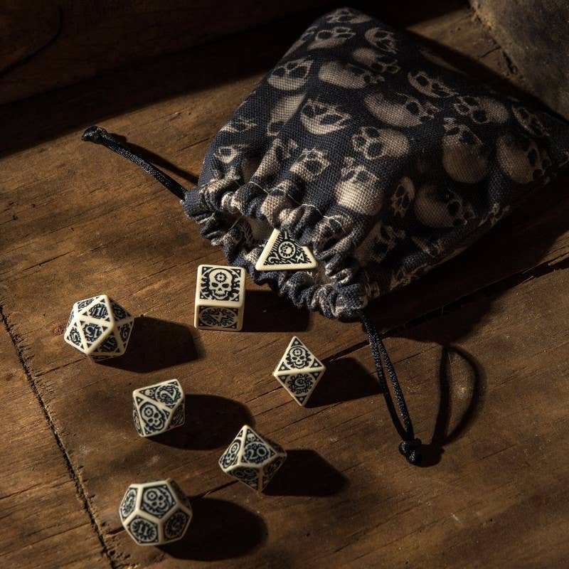 Borsa per dadi Skull Fullprint nera e grigia