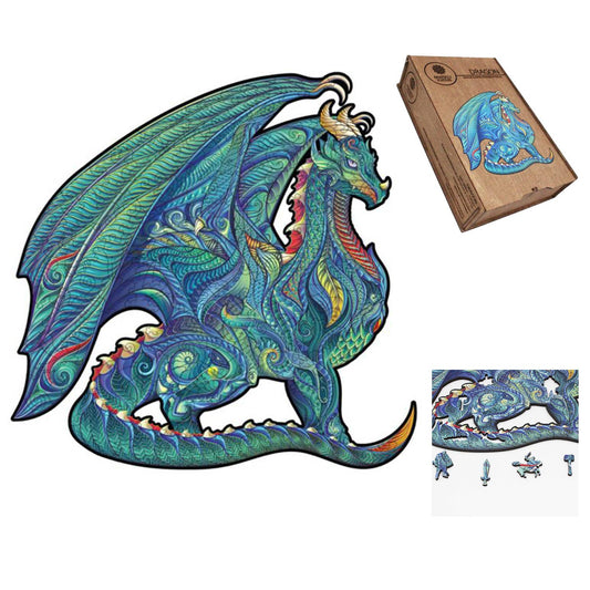 Puzzle in legno con drago, taglia M, 150 pezzi, puzzle fantasy