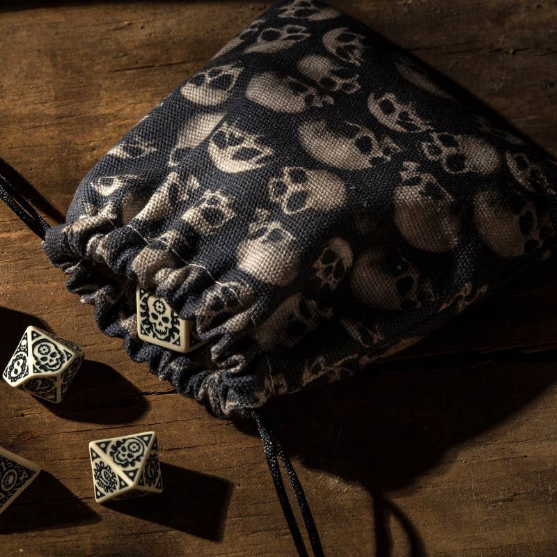 Borsa per dadi Skull Fullprint nera e grigia