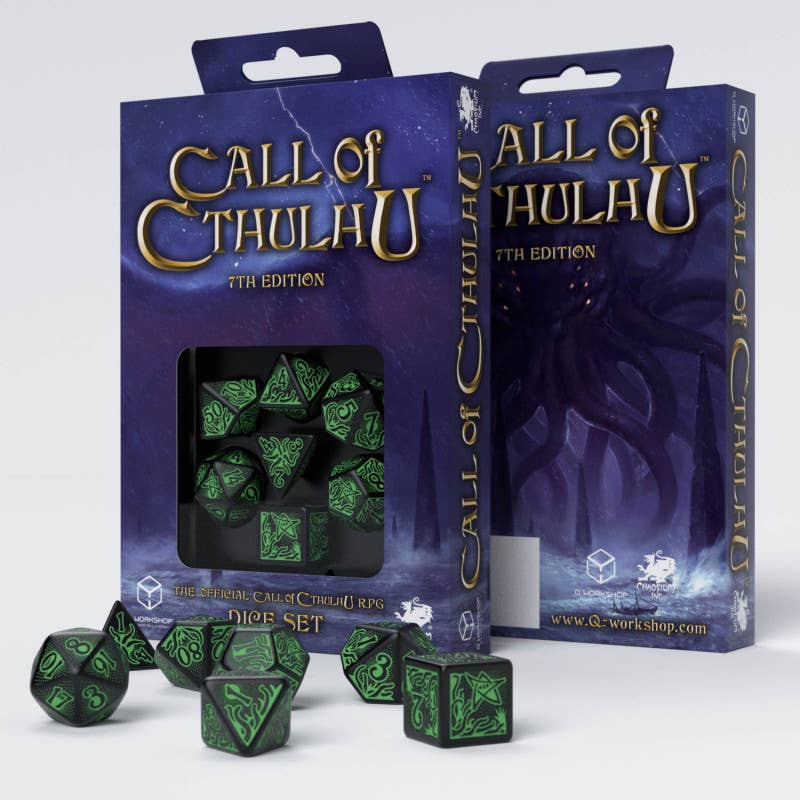 Set di dadi Call Of Cthulhu 7th Edition nero e verde