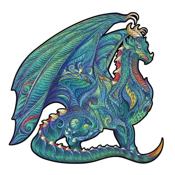 Puzzle in legno con drago, taglia M, 150 pezzi, puzzle fantasy