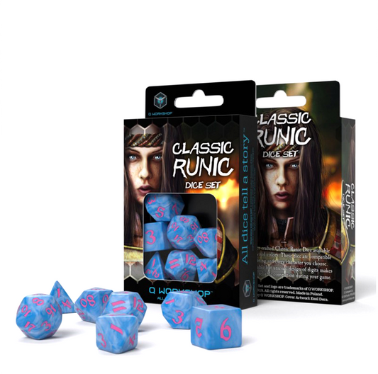 Set di dadi runici classici blu e rosa