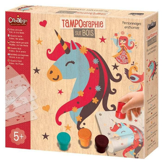 Tampografia su legno, personaggi incantati