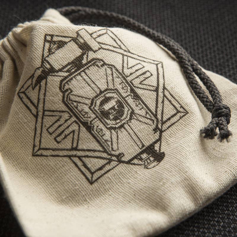 Borsa per dadi Dwarven beige e nera