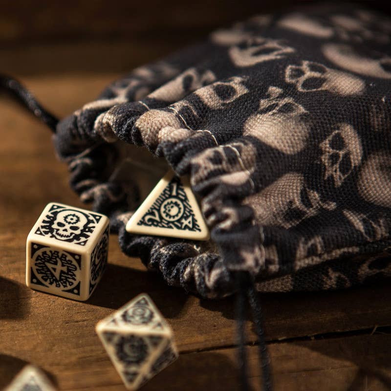 Borsa per dadi Skull Fullprint nera e grigia