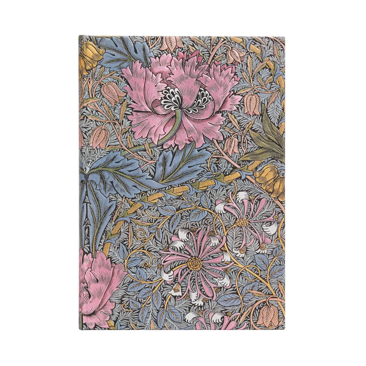 MORRIS PINK HONEYSUCKLE - Diario Paperblanks A RIGHE - Formato Midi- Chiusura con Fascia Elastica 144p