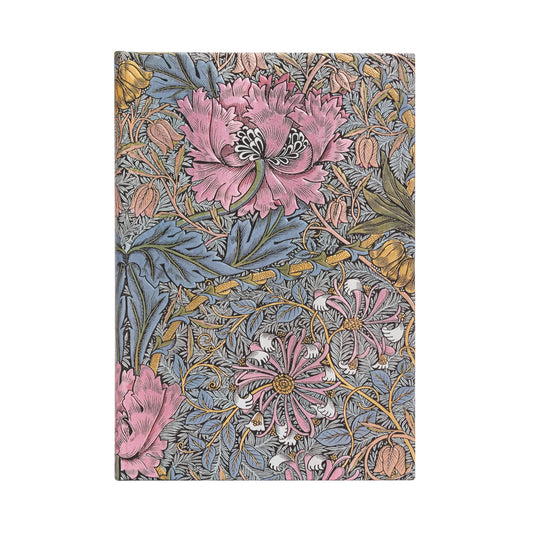 MORRIS PINK HONEYSUCKLE - Diario Paperblanks A RIGHE - Formato Midi- Chiusura con Fascia Elastica 144p
