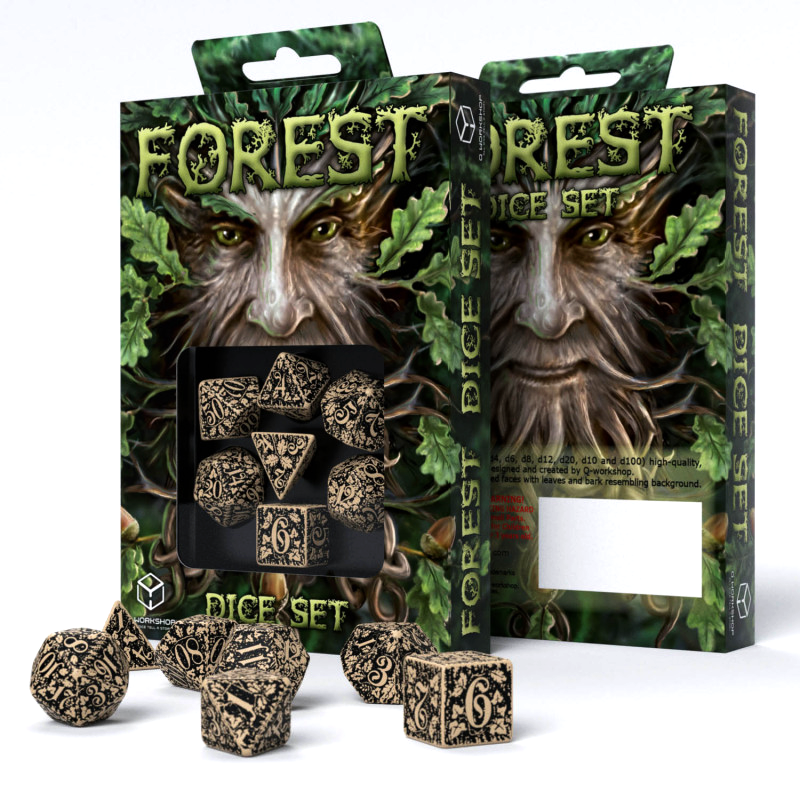 Set di dadi Forest 3D Taiga beige e nero