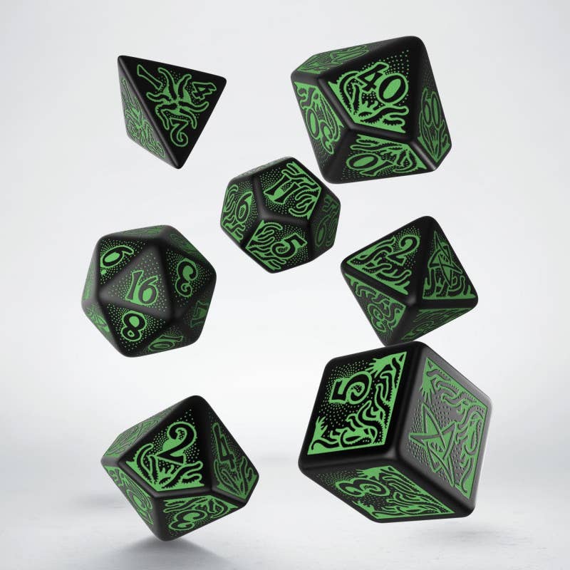 Set di dadi Call Of Cthulhu 7th Edition nero e verde