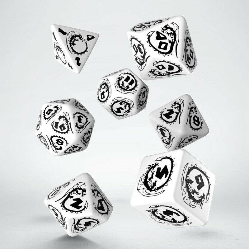 Set di dadi Dragons Rpg bianco e nero