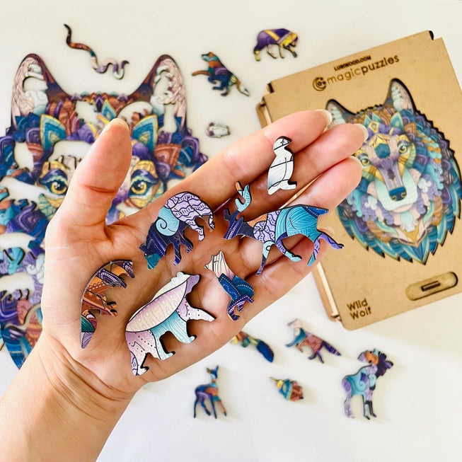 Wild Wolf Jigsaw A5 Premium Box - Puzzle Mandala in Legno 102 pz.