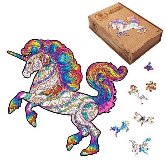 Puzzle in legno con unicorno, taglia L, 260 pezzi, puzzle fantasy