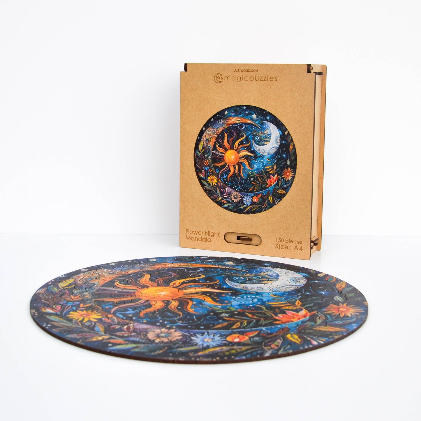 Scatola premium per puzzle Flower Night Mandala, formato A4