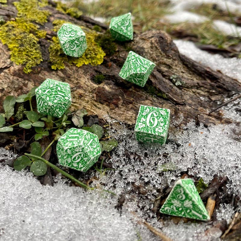 Set di dadi Forest Tundra bianco e verde