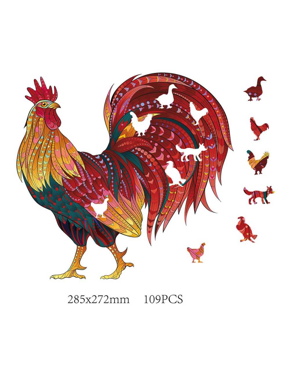 IL GALLO - Mandala Puzzle in Legno - 109 pz