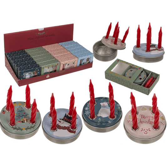 Mini ghirlanda dell'avvento, 4 mini candele con base,