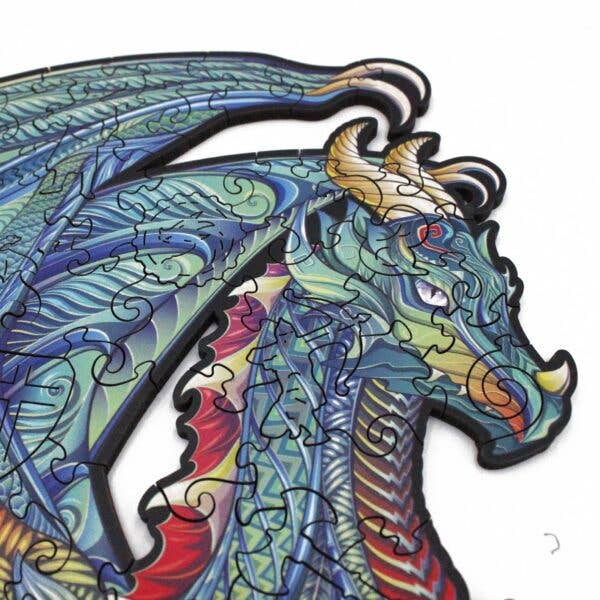 Puzzle in legno con drago, taglia M, 150 pezzi, puzzle fantasy