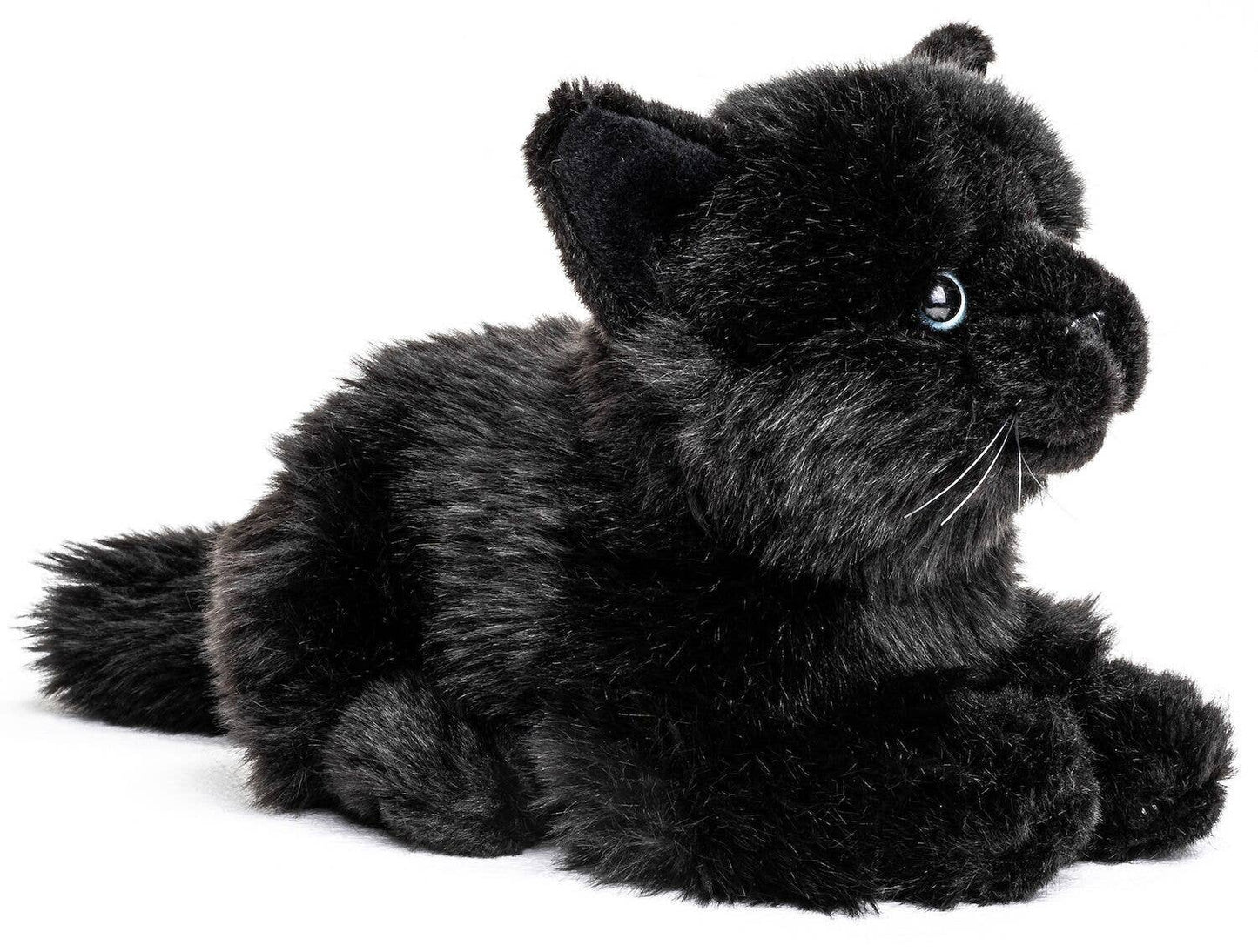 Gatto sdraiato (nero), 20 cm (lunghezza), peluche e peluche