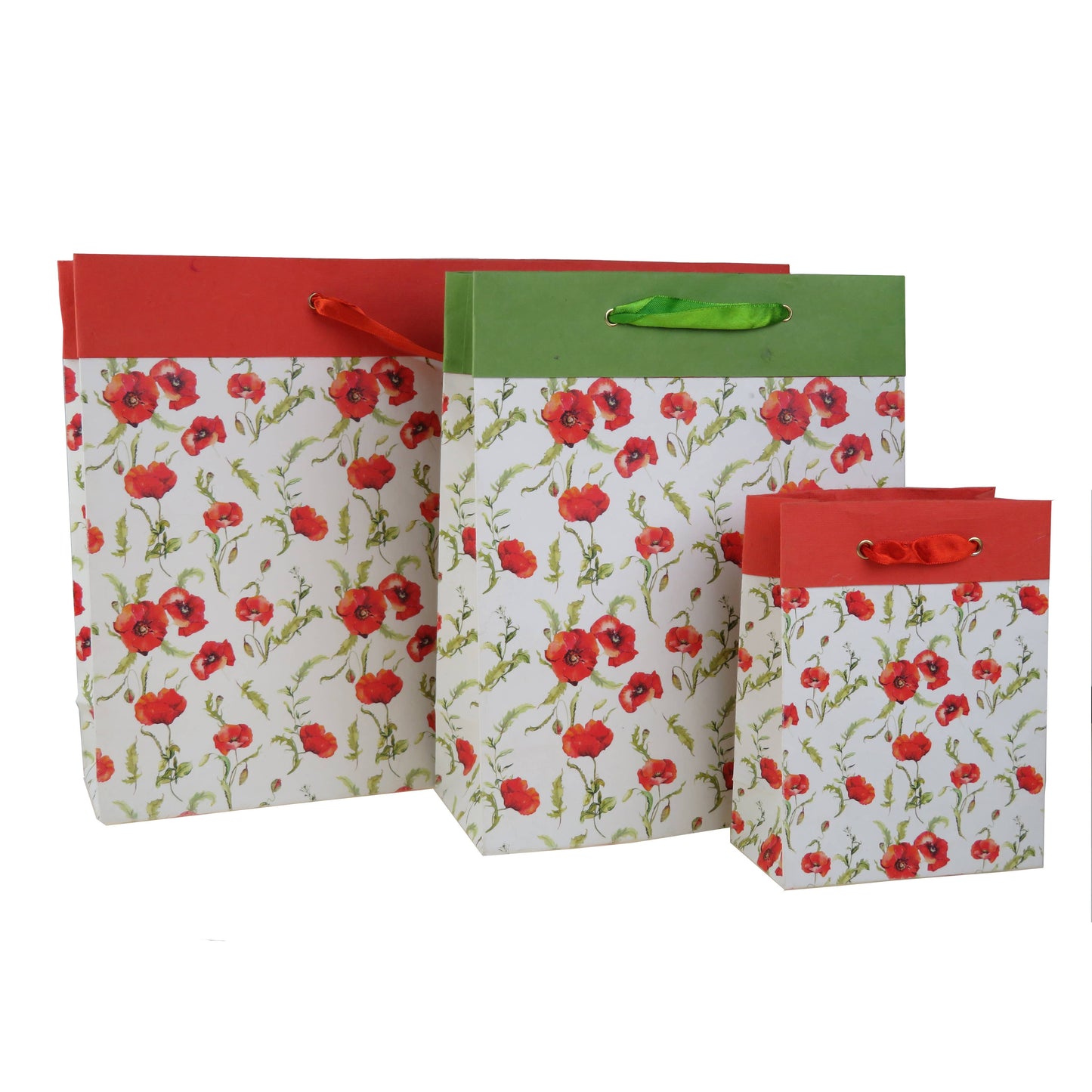 Sacchetto di carta artigianale con fiori di papavero rosso