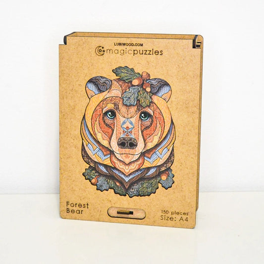 Forest Bear Jigsaw, scatola A4 Premium - Puzzle Mandala in Legno 150pz.