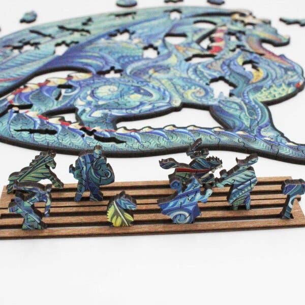 Puzzle in legno con drago, taglia M, 150 pezzi, puzzle fantasy