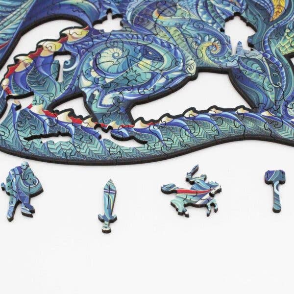 Puzzle in legno con drago, taglia M, 150 pezzi, puzzle fantasy