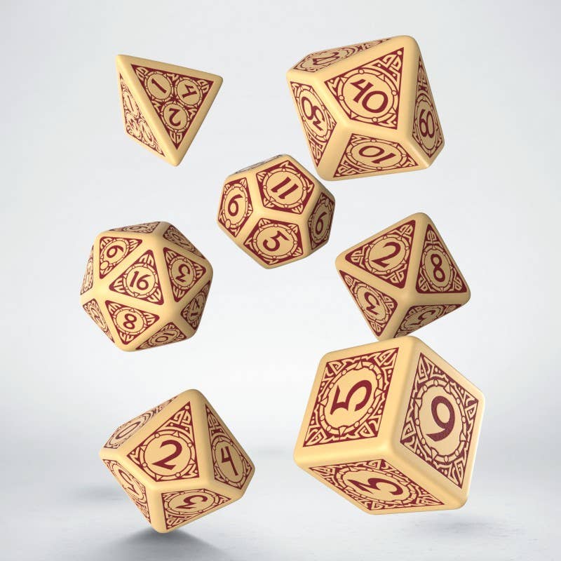 Set di dadi vichinghi beige e bordeaux