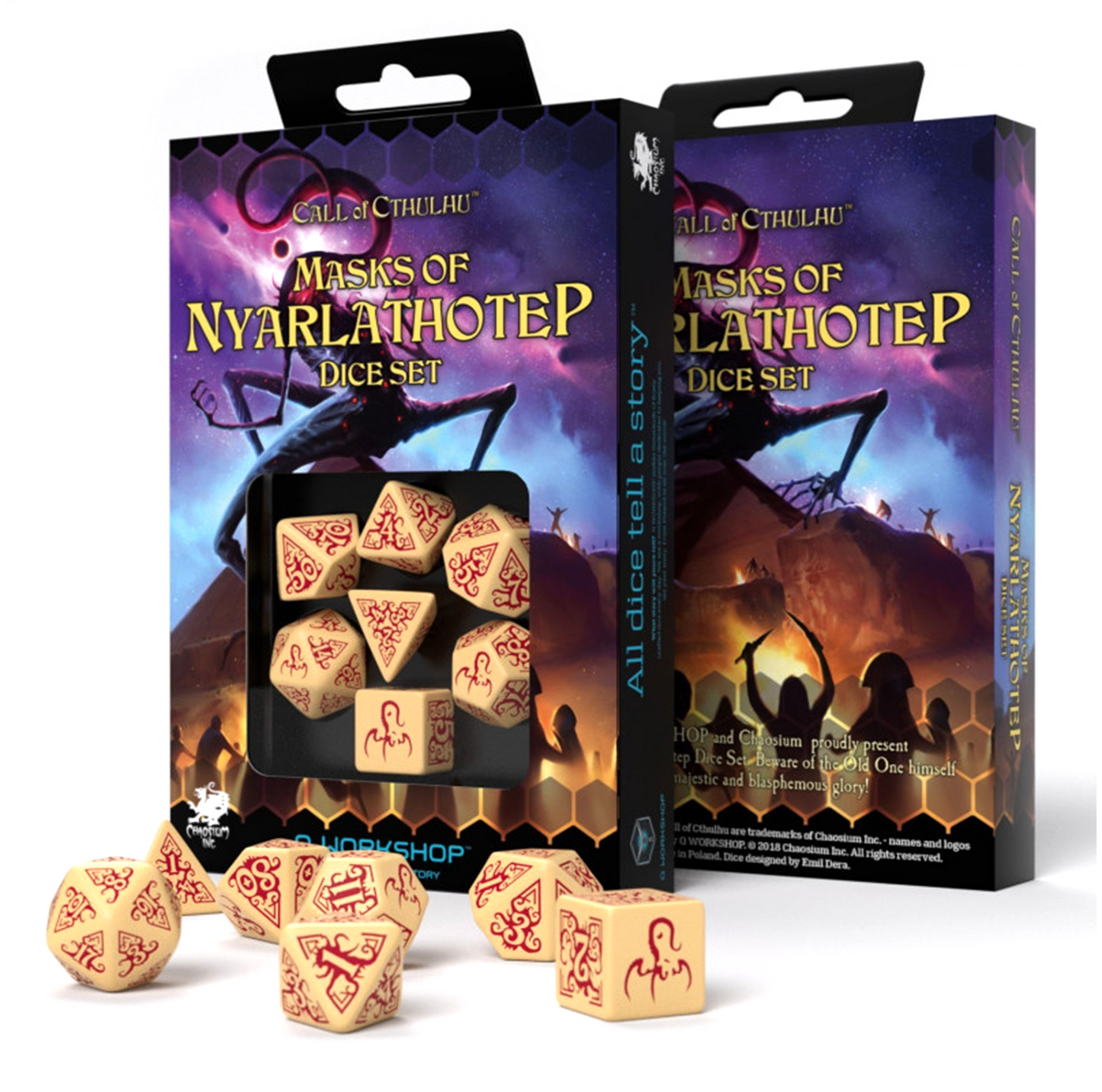 Set di dadi Call Of Cthulhu Masks Of Nyarlathotep Beige e Bur