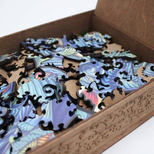 Puzzle in legno con drago, taglia M, 150 pezzi, puzzle fantasy