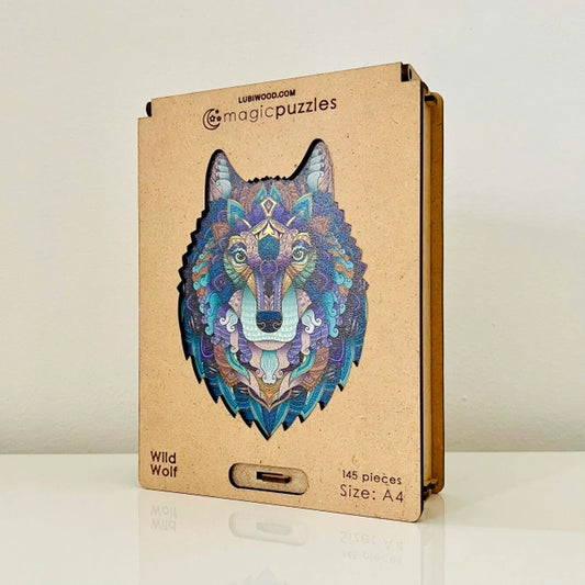 Scatola premium A4 Wild Wolf Jigsaw - Puzzle Mandala in Legno 145 pz.