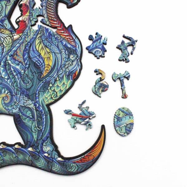 Puzzle in legno con drago, taglia M, 150 pezzi, puzzle fantasy